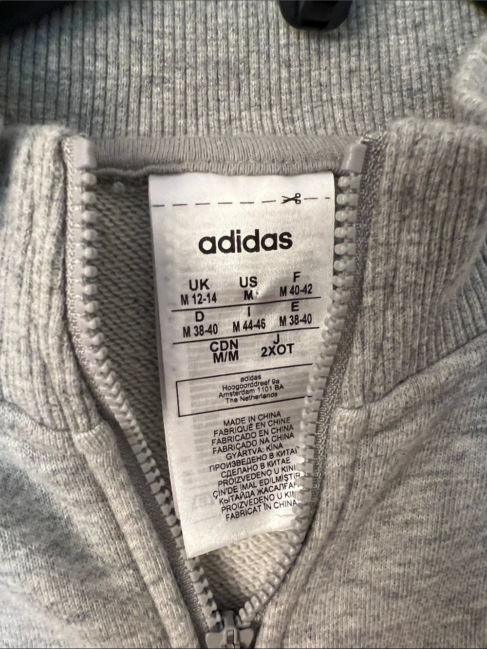 adidas Light Gray Half-Zip Pullover with Purple Stripes - Picture 2 of 7